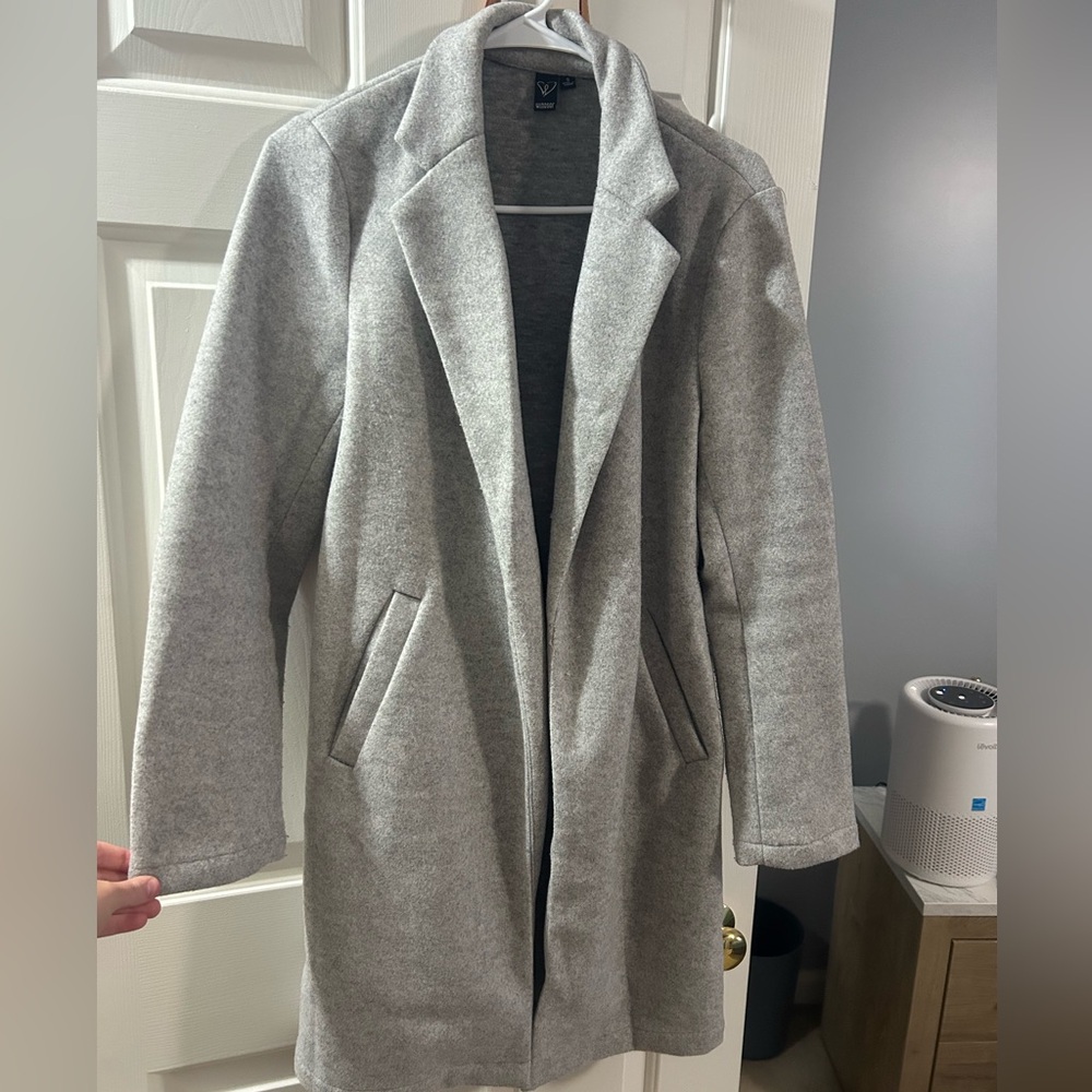 Faux wool trench coat with pockets
